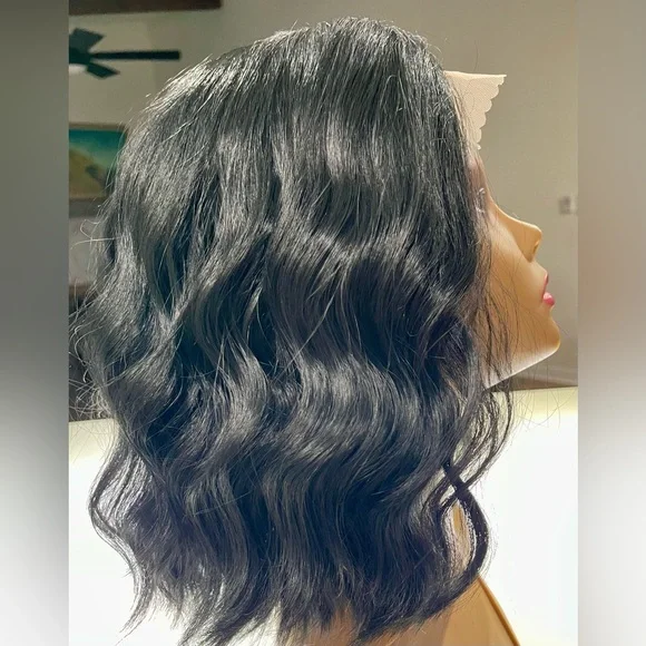 HAIR, 12” long, Wavy, center part, Black - Picture 4 of 8